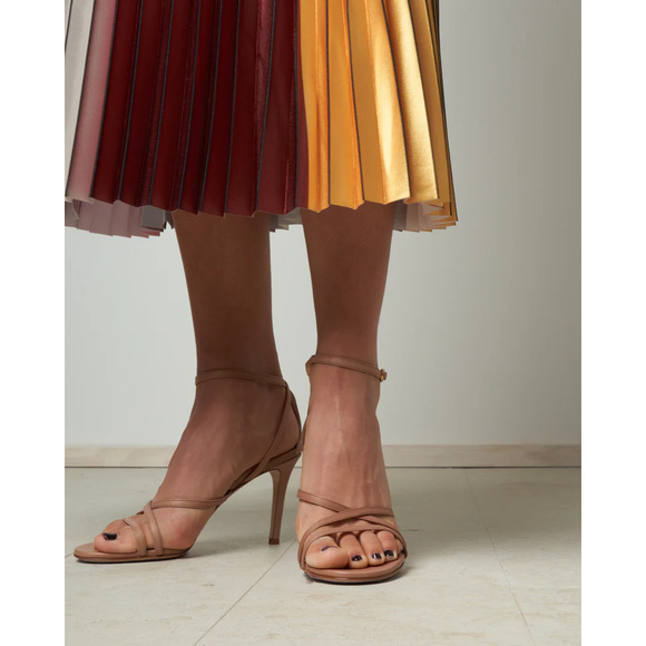 Marion Parke Lillian Nappa Leather Stilettos Strappy Sandals Buff Women's US 7 - Picture 2 of 11